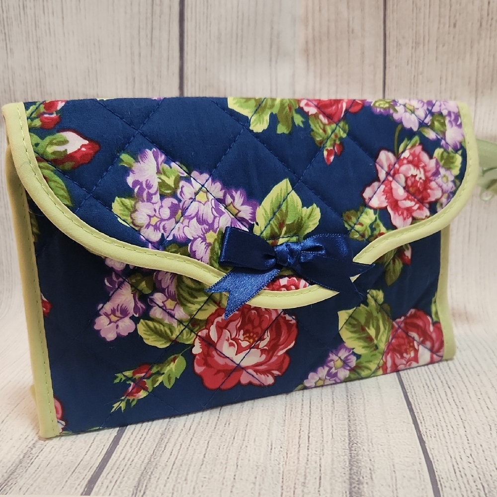 Floral Quilted Clutch with Bow Accent